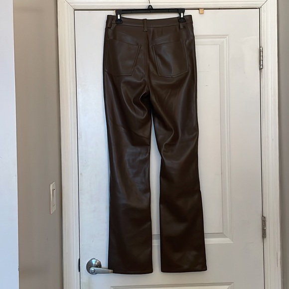 We Wore What Chocolate Brown Pleather Bootleg Pants - Picture 4 of 7